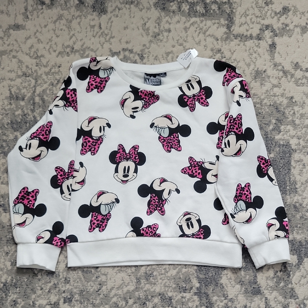 Disney Kids Minnie Mouse White and Pink Sweatshirt